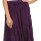 Sakkas Hailes Long Tall Wide Silver Embroidered Batik Adjustable Waist Skirt