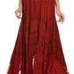 Sakkas Hailes Long Tall Wide Silver Embroidered Batik Adjustable Waist Skirt