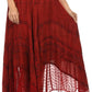 Sakkas Hailes Long Tall Wide Silver Embroidered Batik Adjustable Waist Skirt