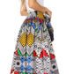 Sakkas Asma's Second Convertible Traditional Wax Print Maxi Skirt with Adjustable Straps