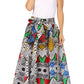 Sakkas Asma's Second Convertible Traditional Wax Print Maxi Skirt with Adjustable Straps