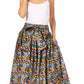 Sakkas Asma's Second Convertible Traditional Wax Print Maxi Skirt with Adjustable Straps