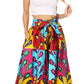 Sakkas Asma's Second Convertible Traditional Wax Print Maxi Skirt with Adjustable Straps