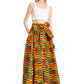Sakkas Asma's Second Convertible Traditional Wax Print Maxi Skirt with Adjustable Straps