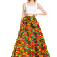 Sakkas Asma's Second Convertible Traditional Wax Print Maxi Skirt with Adjustable Straps