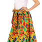 Sakkas Asma's Second Convertible Traditional Wax Print Maxi Skirt with Adjustable Straps