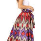 Sakkas Asma's Second Convertible Traditional Wax Print Maxi Skirt with Adjustable Straps