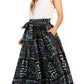 Sakkas Asma's Second Convertible Traditional Wax Print Maxi Skirt with Adjustable Straps