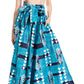 Sakkas Asma's Second Convertible Traditional Wax Print Maxi Skirt with Adjustable Straps