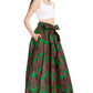 Sakkas Asma's Second Convertible Traditional Wax Print Maxi Skirt with Adjustable Straps