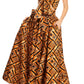 Sakkas Asma Convertible Traditional Wax Print Adjustable Strap Maxi Skirt | Dress
