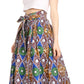 Sakkas Asma Convertible Traditional Wax Print Adjustable Strap Maxi Skirt | Dress
