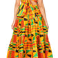 Sakkas Asma Convertible Traditional Wax Print Adjustable Strap Maxi Skirt | Dress
