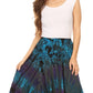 Sakkas Justina Womens Dance Midi Full Circle Tie-dye Skirt with Elastic Waist