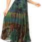 Sakkas Justina Womens Dance Midi Full Circle Tie-dye Skirt with Elastic Waist