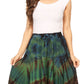 Sakkas Justina Womens Dance Midi Full Circle Tie-dye Skirt with Elastic Waist