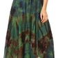 Sakkas Justina Womens Dance Midi Full Circle Tie-dye Skirt with Elastic Waist