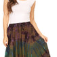 Sakkas Justina Womens Dance Midi Full Circle Tie-dye Skirt with Elastic Waist