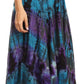 Sakkas Justina Womens Dance Midi Full Circle Tie-dye Skirt with Elastic Waist