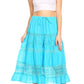 Sakkas Kezia Women's Bohemian Gypsy Casual Midi  Skirt A line Lace & Embroidery