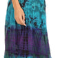 Sakkas Antonia Women's Skirt Tie Dye Boho Elastic Waist Adjustable Embroidery