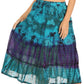 Sakkas Antonia Women's Skirt Tie Dye Boho Elastic Waist Adjustable Embroidery