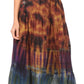 Sakkas Antonia Women's Skirt Tie Dye Boho Elastic Waist Adjustable Embroidery