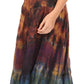 Sakkas Antonia Women's Skirt Tie Dye Boho Elastic Waist Adjustable Embroidery