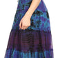 Sakkas Antonia Women's Skirt Tie Dye Boho Elastic Waist Adjustable Embroidery