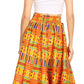 Sakkas Ami Women's Maxi Long African Ankara Print Skirt Pockets & Elastic Waist