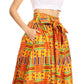 Sakkas Ami Women's Maxi Long African Ankara Print Skirt Pockets & Elastic Waist