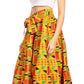 Sakkas Ami Women's Maxi Long African Ankara Print Skirt Pockets & Elastic Waist