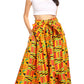 Sakkas Ami Women's Maxi Long African Ankara Print Skirt Pockets & Elastic Waist