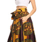 Sakkas Ami Women's Maxi Long African Ankara Print Skirt Pockets & Elastic Waist