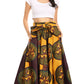 Sakkas Ami Women's Maxi Long African Ankara Print Skirt Pockets & Elastic Waist