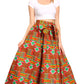 Sakkas Ami Women's Maxi Long African Ankara Print Skirt Pockets & Elastic Waist