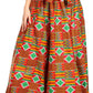 Sakkas Ami Women's Maxi Long African Ankara Print Skirt Pockets & Elastic Waist