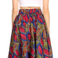 Sakkas Ami Women's Maxi Long African Ankara Print Skirt Pockets & Elastic Waist