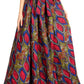 Sakkas Ami Women's Maxi Long African Ankara Print Skirt Pockets & Elastic Waist