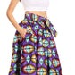 Sakkas Ami Women's Maxi Long African Ankara Print Skirt Pockets & Elastic Waist