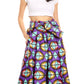 Sakkas Ami Women's Maxi Long African Ankara Print Skirt Pockets & Elastic Waist