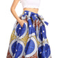 Sakkas Ami Women's Maxi Long African Ankara Print Skirt Pockets & Elastic Waist