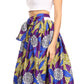 Sakkas Ami Women's Maxi Long African Ankara Print Skirt Pockets & Elastic Waist