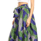 Sakkas Ami Women's Maxi Long African Ankara Print Skirt Pockets & Elastic Waist