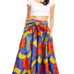 Sakkas Ami Women's Maxi Long African Ankara Print Skirt Pockets & Elastic Waist