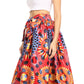 Sakkas Ami Women's Maxi Long African Ankara Print Skirt Pockets & Elastic Waist