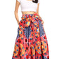 Sakkas Ami Women's Maxi Long African Ankara Print Skirt Pockets & Elastic Waist