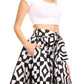 Sakkas Ama Women's Vintage Circle African Ankara Print Midi Skirt with Pockets