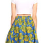 Sakkas Ama Women's Vintage Circle African Ankara Print Midi Skirt with Pockets