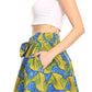 Sakkas Ama Women's Vintage Circle African Ankara Print Midi Skirt with Pockets